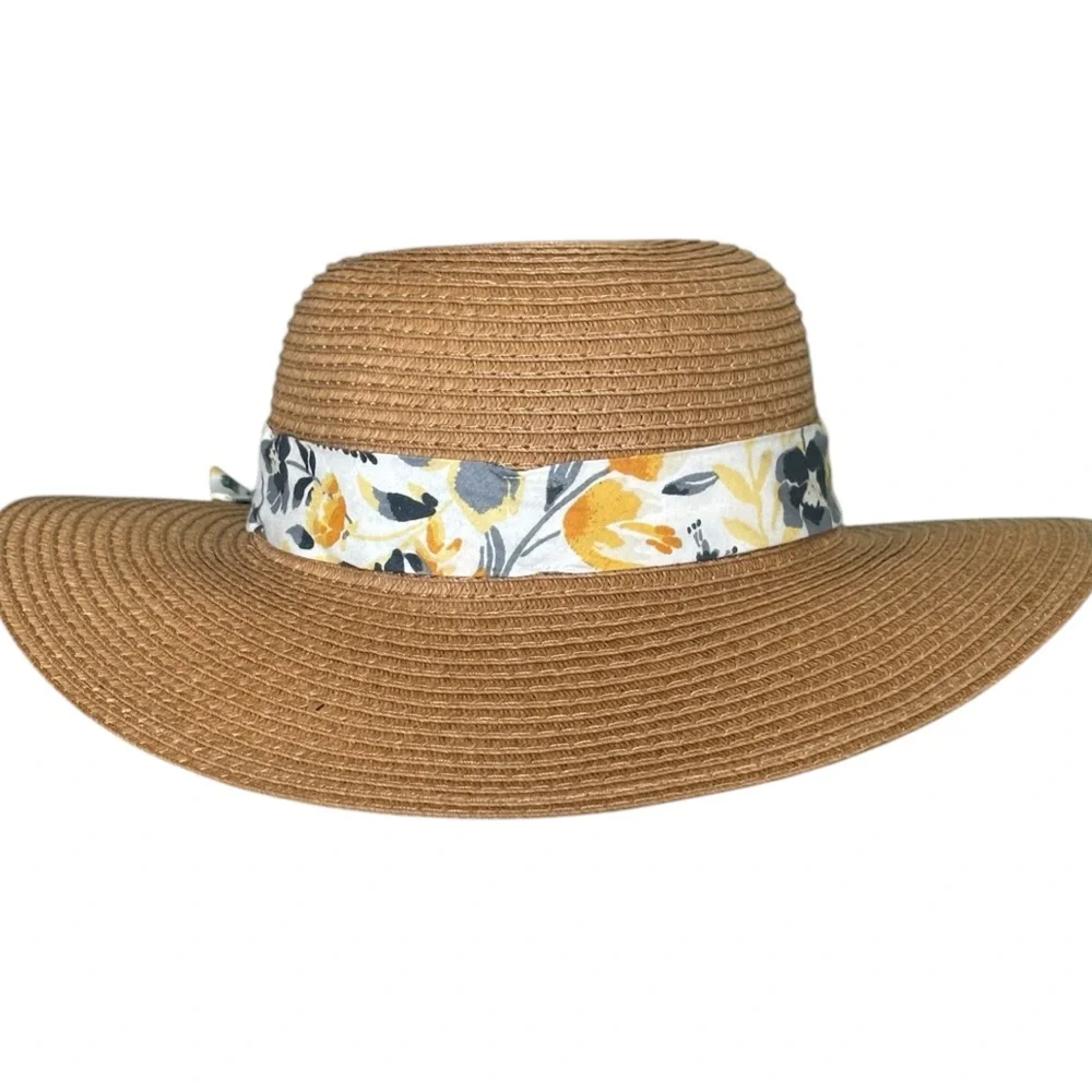 Aman Export Inc Wide Brim Foldable Ribbon Bow Straw Hat